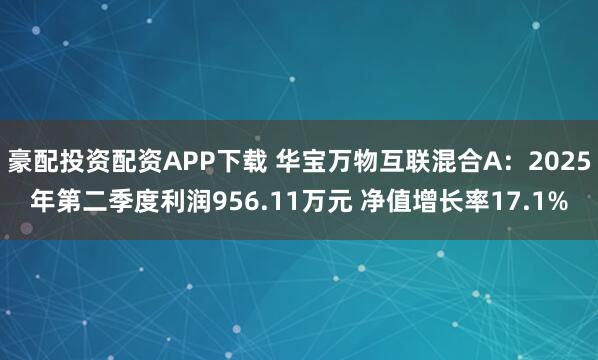 豪配投资配资APP下载 华宝万物互联混合A：2025年第二季度利润956.11万元 净值增长率17.1%