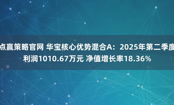 点赢策略官网 华宝核心优势混合A：2025年第二季度利润1010.67万元 净值增长率18.36%