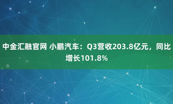 中金汇融官网 小鹏汽车：Q3营收203.8亿元，同比增长101.8%