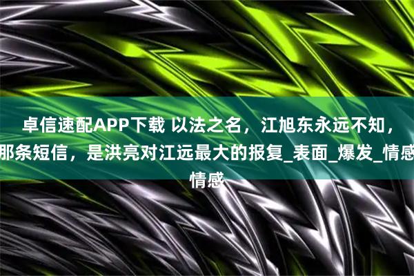 卓信速配APP下载 以法之名，江旭东永远不知，那条短信，是洪亮对江远最大的报复_表面_爆发_情感